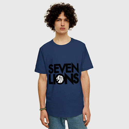 Мужская футболка оверсайз 7 Lions / Тёмно-синий – фото 3