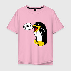 Мужская футболка оверсайз Пингвин: Linux
