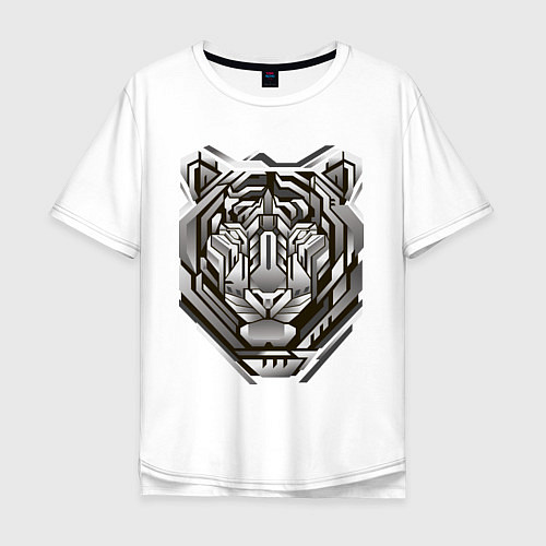 Мужская футболка оверсайз Geometric tiger / Белый – фото 1