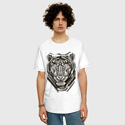 Футболка оверсайз мужская Geometric tiger, цвет: белый — фото 2