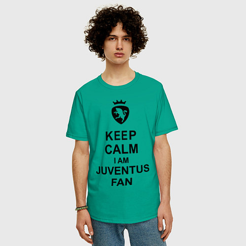 Мужская футболка оверсайз Keep Calm & Juventus fan / Зеленый – фото 3