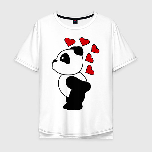 Мужская футболка оверсайз Поцелуй панды: для него / Белый – фото 1
