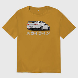 Футболка оверсайз мужская R32 GODZILLA, цвет: горчичный