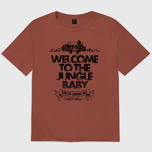 Мужская футболка оверсайз Welcome to the Jungle / Кирпичный – фото 1