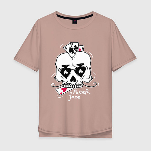 Мужская футболка оверсайз Poker Face / Пыльно-розовый – фото 1