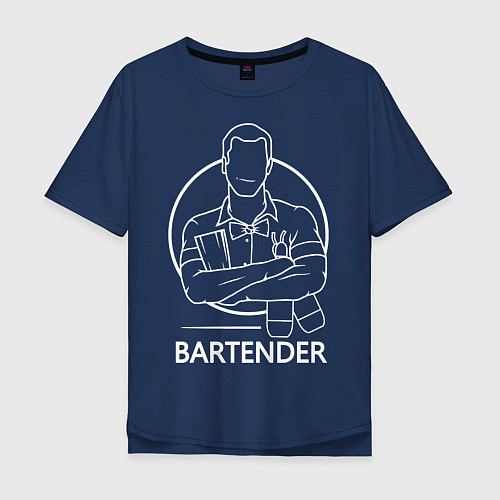 Мужская футболка оверсайз Bartender / Тёмно-синий – фото 1