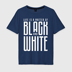 Футболка оверсайз мужская Juventus: Black & White, цвет: тёмно-синий