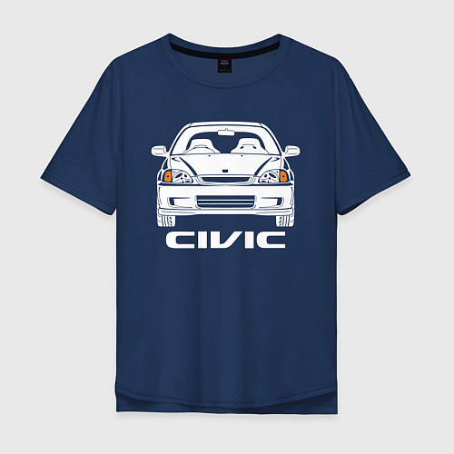 Мужская футболка оверсайз Honda Civic EK 6 / Тёмно-синий – фото 1