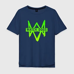 Футболка оверсайз мужская Watch Dogs: Green Logo, цвет: тёмно-синий