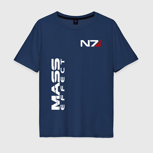 Мужская футболка оверсайз MASS EFFECT N7 / Тёмно-синий – фото 1