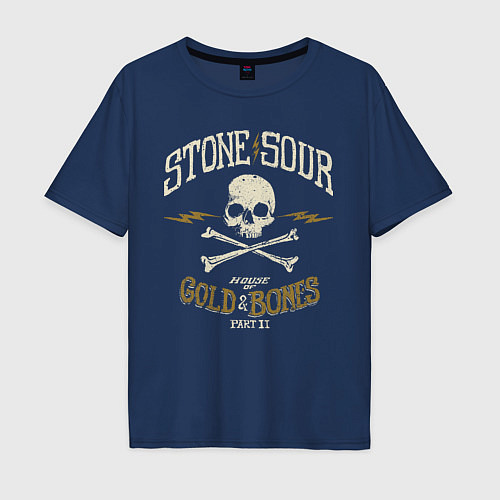 Мужская футболка оверсайз Stone Sour: Gold Bones / Тёмно-синий – фото 1