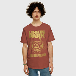 Футболка оверсайз мужская Linkin Park: Road to Revolution, цвет: кирпичный — фото 2