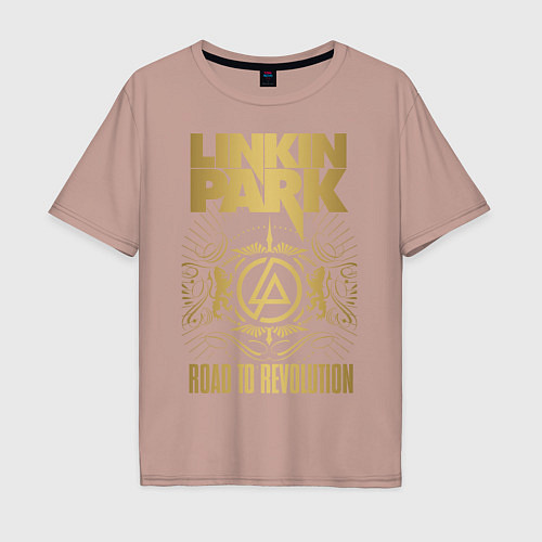 Мужская футболка оверсайз Linkin Park: Road to Revolution / Пыльно-розовый – фото 1