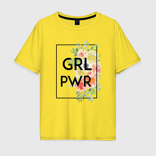 Мужская футболка оверсайз GRL PWR / Желтый – фото 1