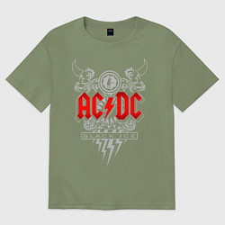 Футболка оверсайз мужская AC/DC: Black Ice, цвет: авокадо