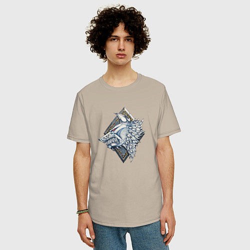 Мужская футболка оверсайз Space Wolves / Миндальный – фото 3