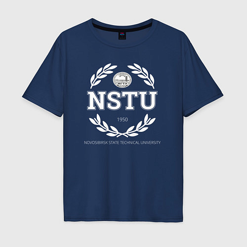 Мужская футболка оверсайз NSTU / Тёмно-синий – фото 1