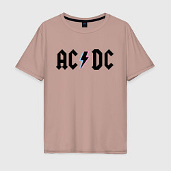 Футболка оверсайз мужская AC/DC, цвет: пыльно-розовый