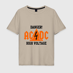 Футболка оверсайз мужская AC/DC: High Voltage, цвет: миндальный