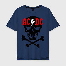 Футболка оверсайз мужская AC/DC Skull, цвет: тёмно-синий