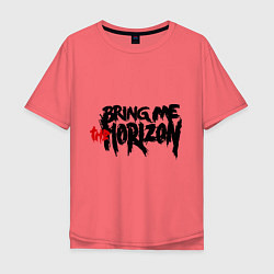 Футболка оверсайз мужская Bring me the horizon, цвет: коралловый