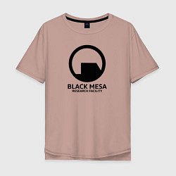 Футболка оверсайз мужская Black Mesa: Research Facility, цвет: пыльно-розовый