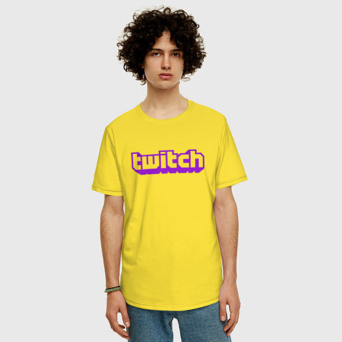 Мужская футболка оверсайз Twitch Logo / Желтый – фото 3