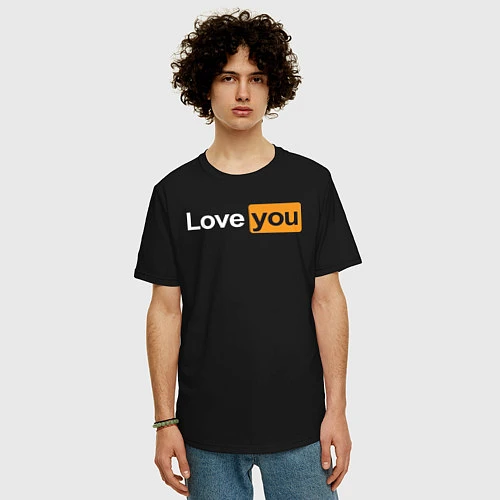 Мужская футболка оверсайз PornHub: Love You / Черный – фото 3