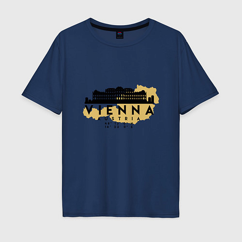 Мужская футболка оверсайз Вена - Австрия / Тёмно-синий – фото 1