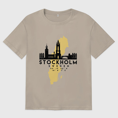 Мужская футболка оверсайз Stockholm / Миндальный – фото 1