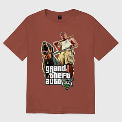 Футболка оверсайз мужская GTA 5: Man & Dog, цвет: кирпичный