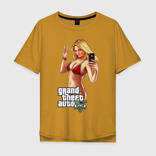 Мужская футболка оверсайз GTA V: Selfie / Горчичный – фото 1
