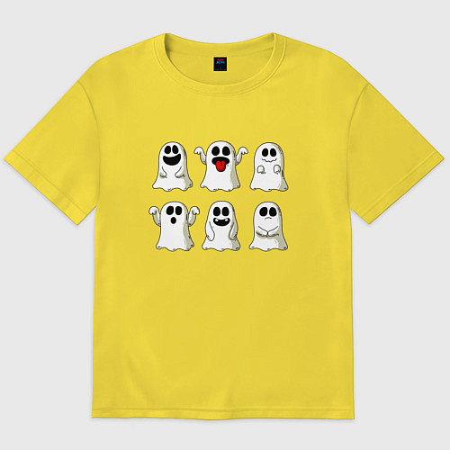 Мужская футболка оверсайз Funny ghosts - halloween / Желтый – фото 1