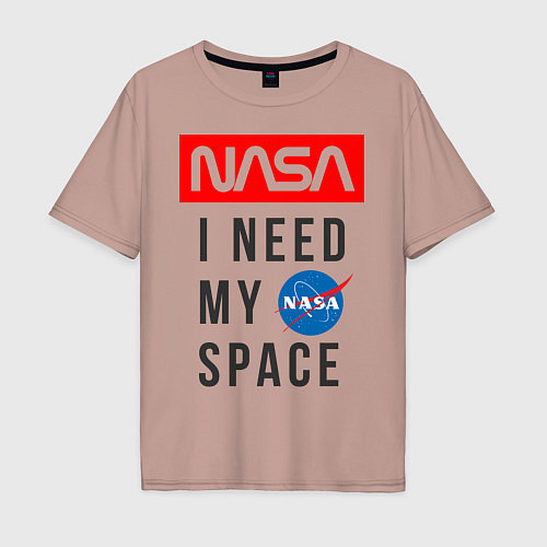 Мужская футболка оверсайз Nasa i need my space / Пыльно-розовый – фото 1