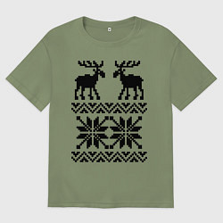Мужская футболка оверсайз Узор с оленями