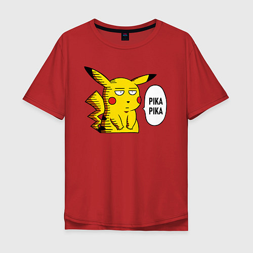 Мужская футболка оверсайз Pika Pika Okay / Красный – фото 1