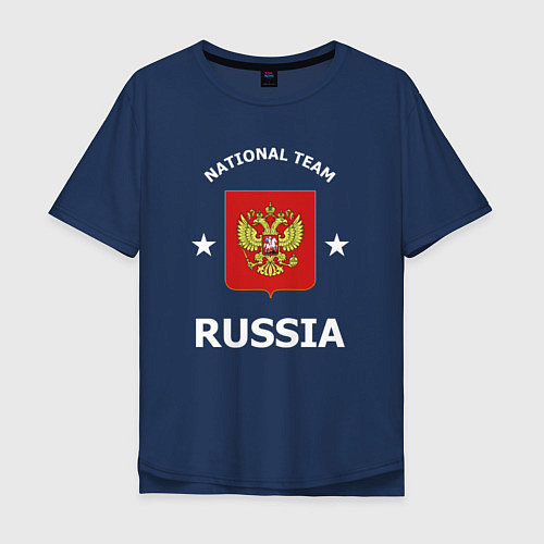 Мужская футболка оверсайз NATIONAL TEAM RUSSIA / Тёмно-синий – фото 1