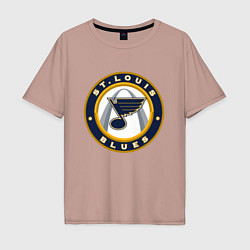 Футболка оверсайз мужская St Louis Blues, цвет: пыльно-розовый