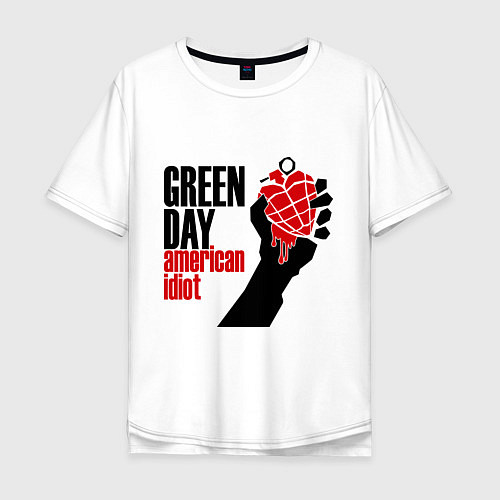 Мужская футболка оверсайз Green Day: American idiot / Белый – фото 1