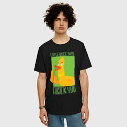 Футболка оверсайз мужская Quack you - утка, цвет: черный — фото 2