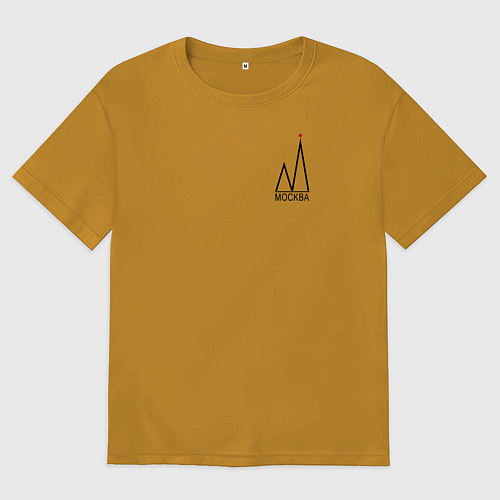 Мужская футболка оверсайз Москва-чёрный логотип / Горчичный – фото 1