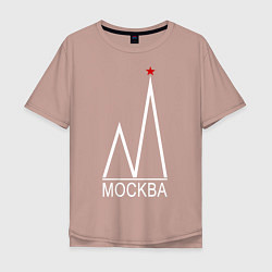 Мужская футболка оверсайз Москва-белый логотип-2