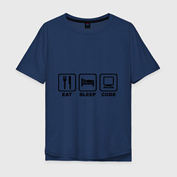 Мужская футболка оверсайз Eat sleep code (Ешь, Спи, Программируй)
