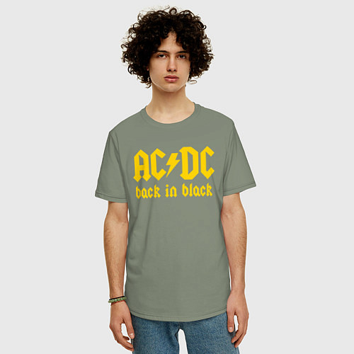 Мужская футболка оверсайз ACDC BACK IN BLACK / Авокадо – фото 3
