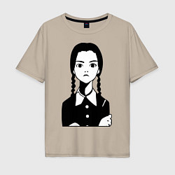 Футболка оверсайз мужская Wednesday Addams, цвет: миндальный