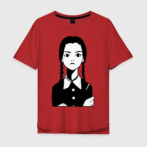 Мужская футболка оверсайз Wednesday Addams / Красный – фото 1
