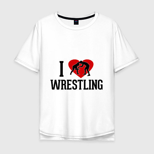 Мужская футболка оверсайз I love wrestling / Белый – фото 1