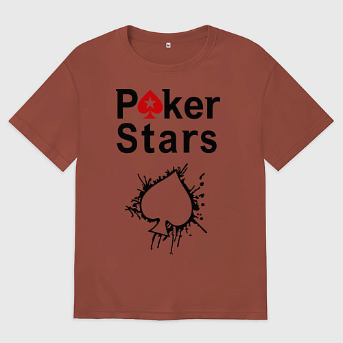Мужская футболка оверсайз Poker Stars / Кирпичный – фото 1