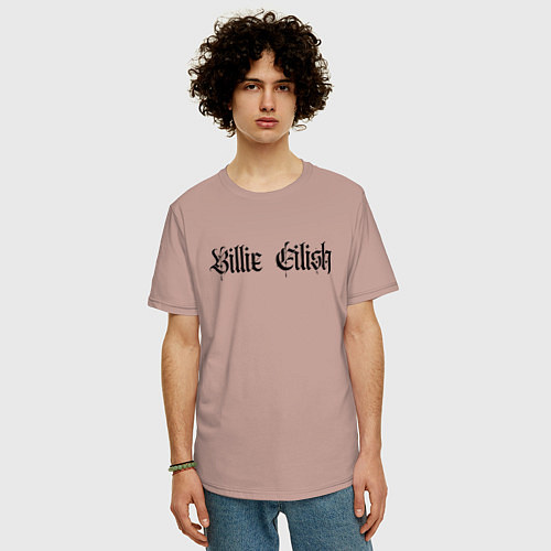 Мужская футболка оверсайз BILLIE EILISH: Gangsta / Пыльно-розовый – фото 3
