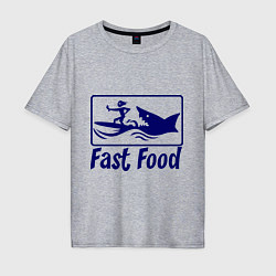 Мужская футболка оверсайз Shark fast food